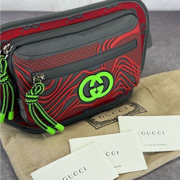 Gucci NEW Graphic Red Gray Men's Bag - Picture 13 of 14